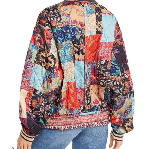 Free People Pandora Reversible Multicolor Patchwork Oversize Bomber Jacket - Picture 11 of 15